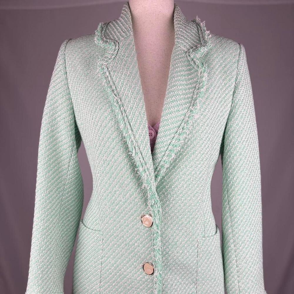 Zara mint tweed coat chanel